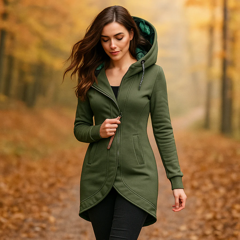 Aimee – Manteau Long à Capuche Élégant