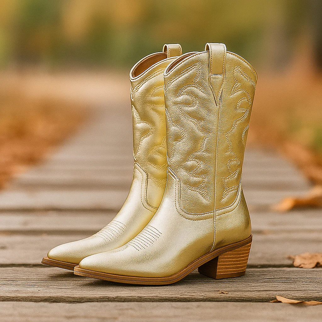 Bottes Cowboy Femme Mi-Mollet à Bout Pointu - Image 2