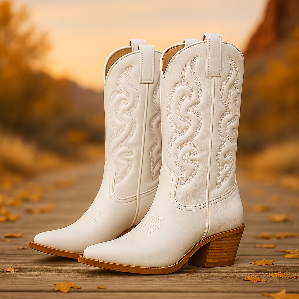 Bottes Cowboy Femme Mi-Mollet à Bout Pointu - Image 5