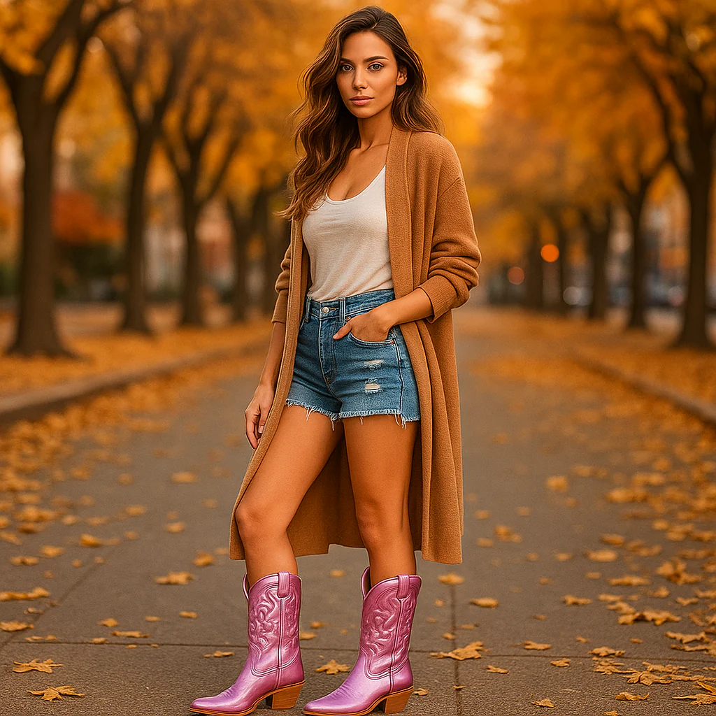Bottes Cowboy Femme Mi-Mollet à Bout Pointu - Image 7