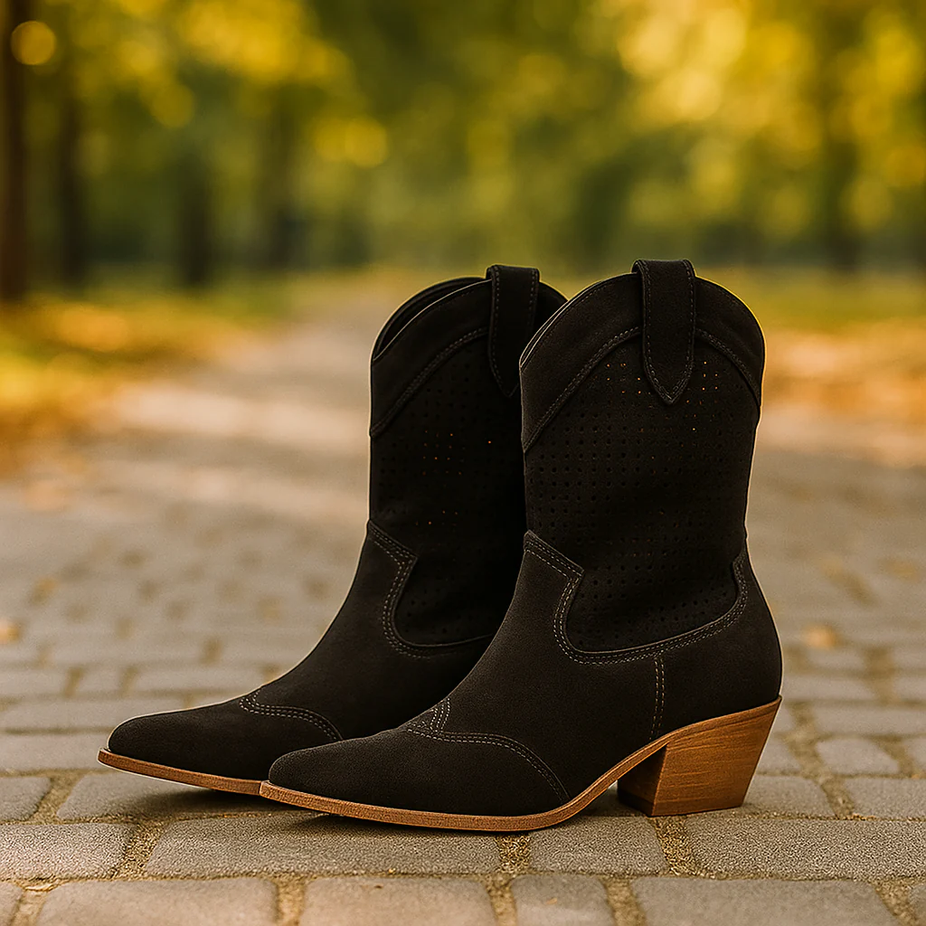 Bottes Cowboy Femme Perforées à Talon Moyen - Image 2
