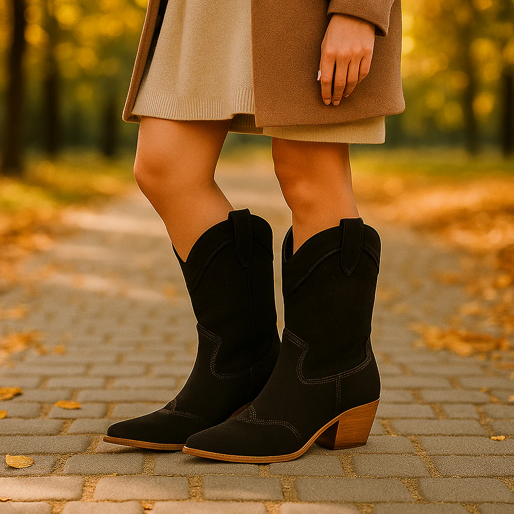 Bottes Cowboy Femme Perforées à Talon Moyen - Image 7