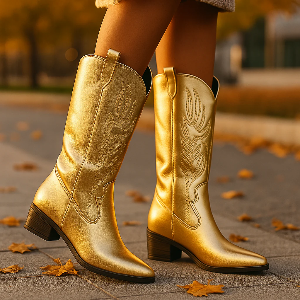 Bottes Cowboy Métalliques Femme Élégantes - Image 2