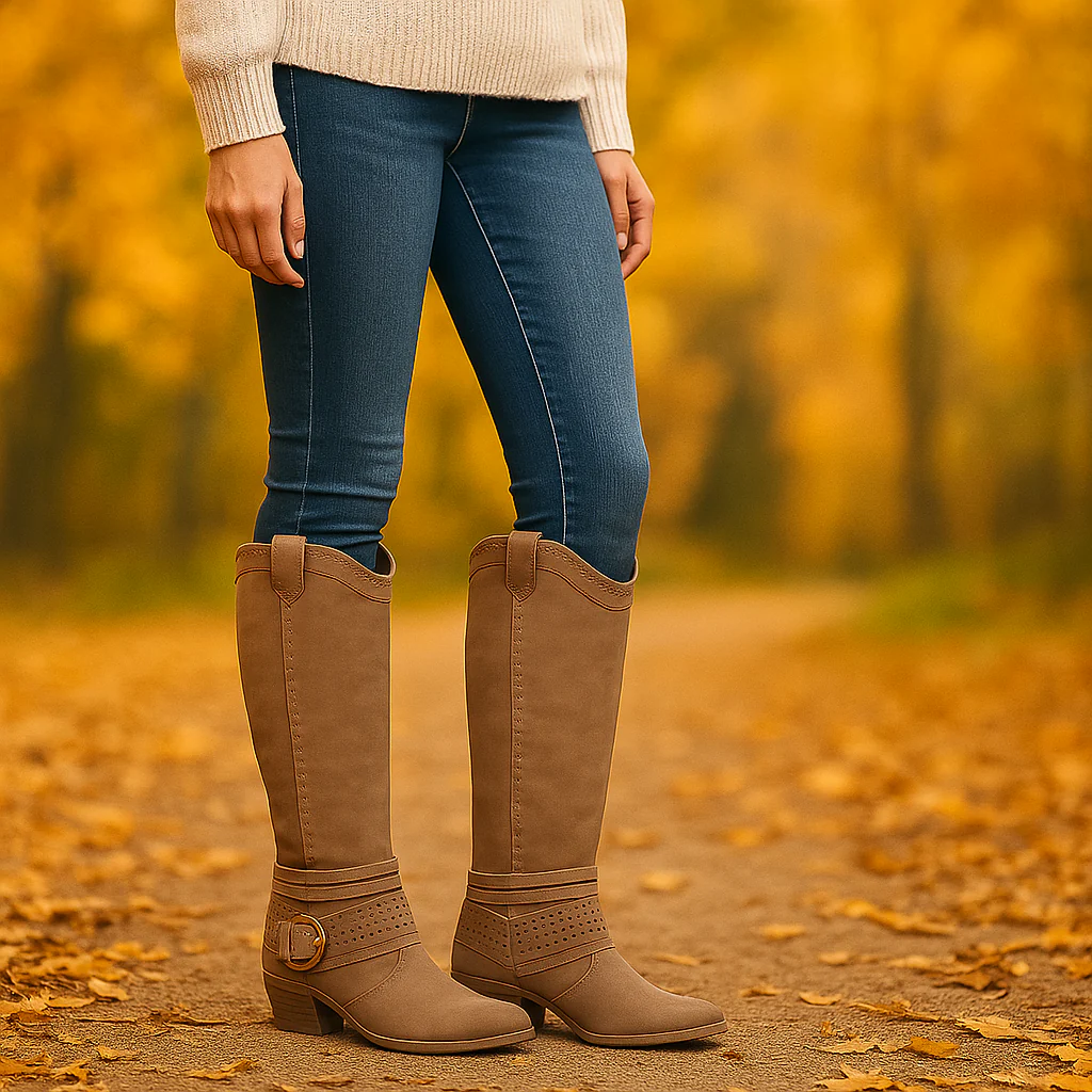 Bottes Femme – Suédé Élégant avec Broderie et Boucle - Image 5