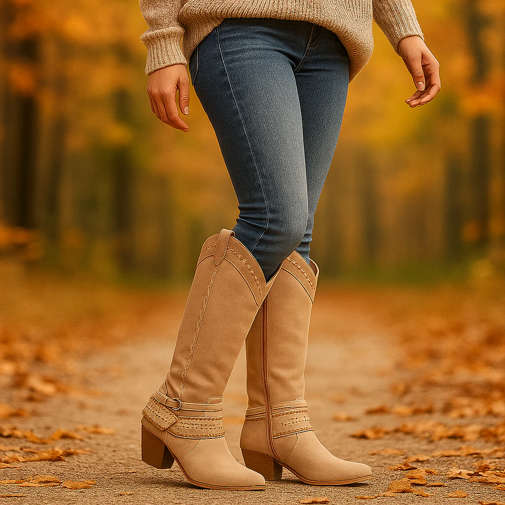 Bottes Femme – Suédé Élégant avec Broderie et Boucle - Image 7