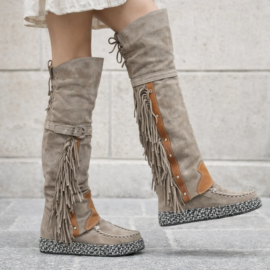 Bottes Hautes à Franges Femme Confort & Style - Image 2