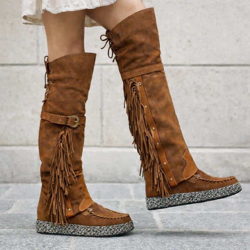 Bottes Hautes à Franges Femme Confort & Style - Image 3