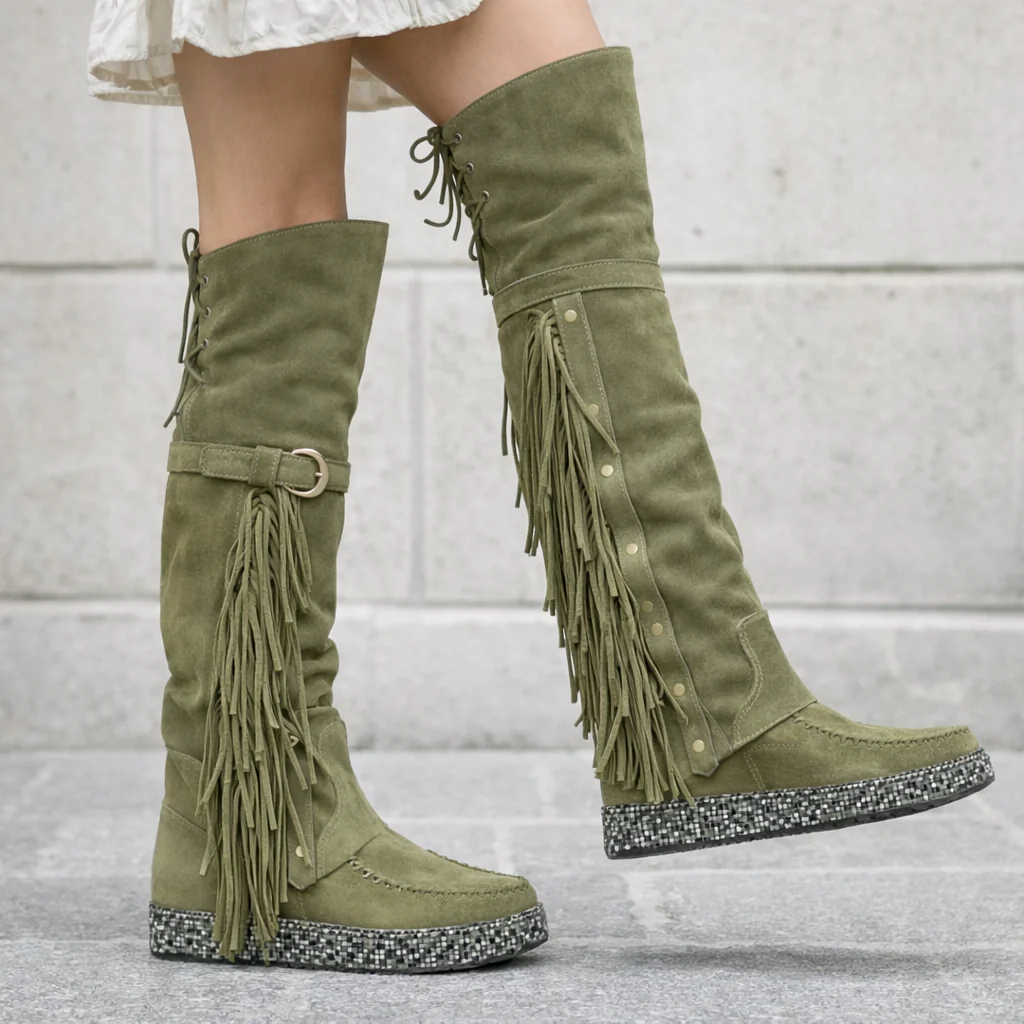Bottes Hautes à Franges Femme Confort & Style - Image 4