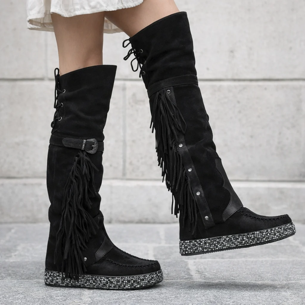 Bottes Hautes à Franges Femme Confort & Style - Image 5