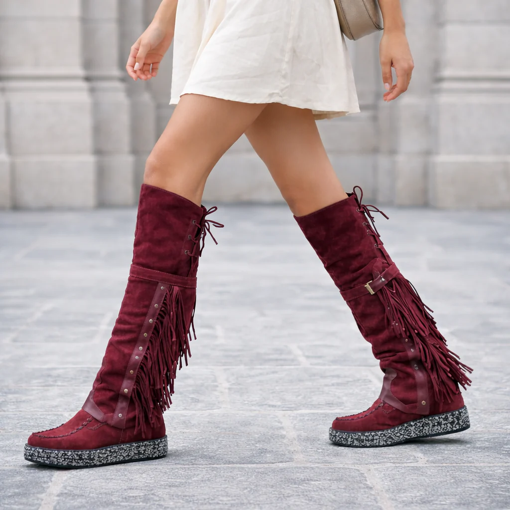 Bottes Hautes à Franges Femme Confort & Style - Image 6