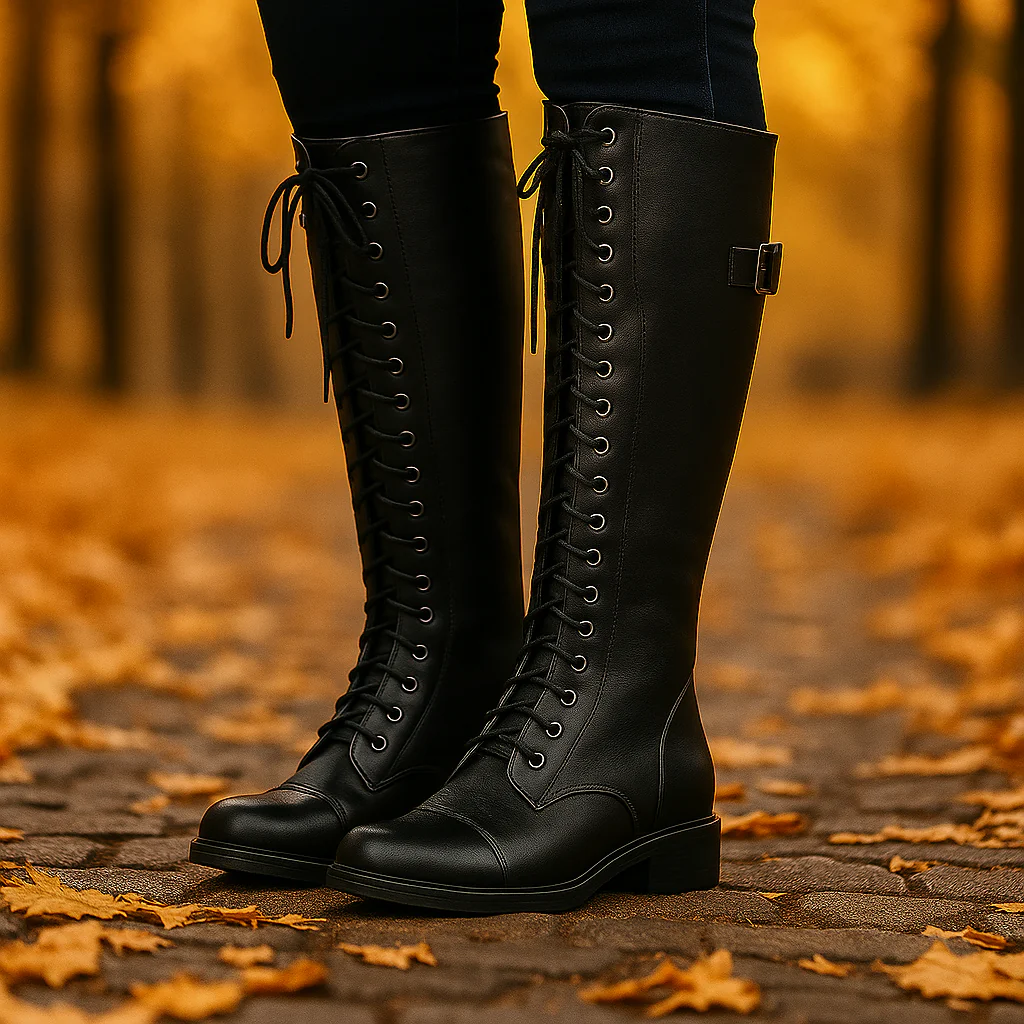 Bottes hautes cuir femme lacées - Image 2