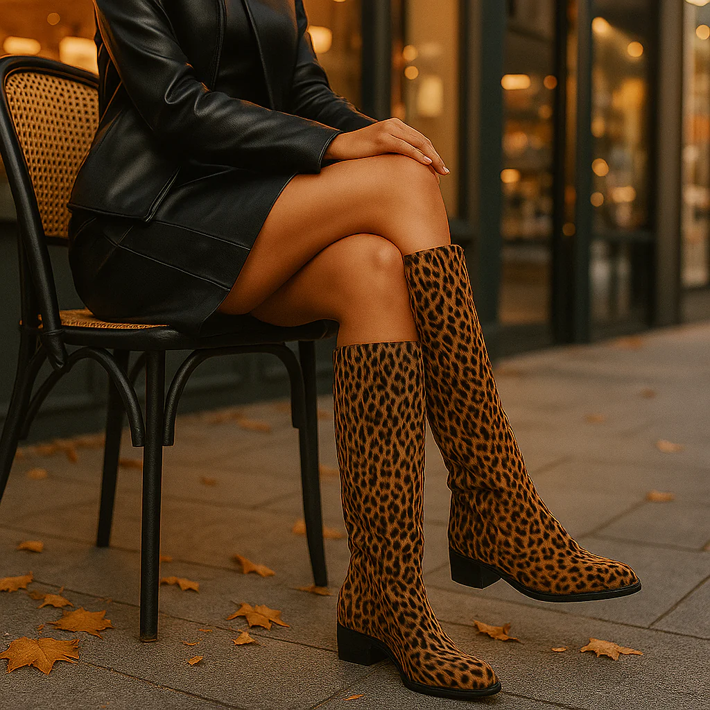 Bottes Hautes Femme Motif Léopard - Image 2