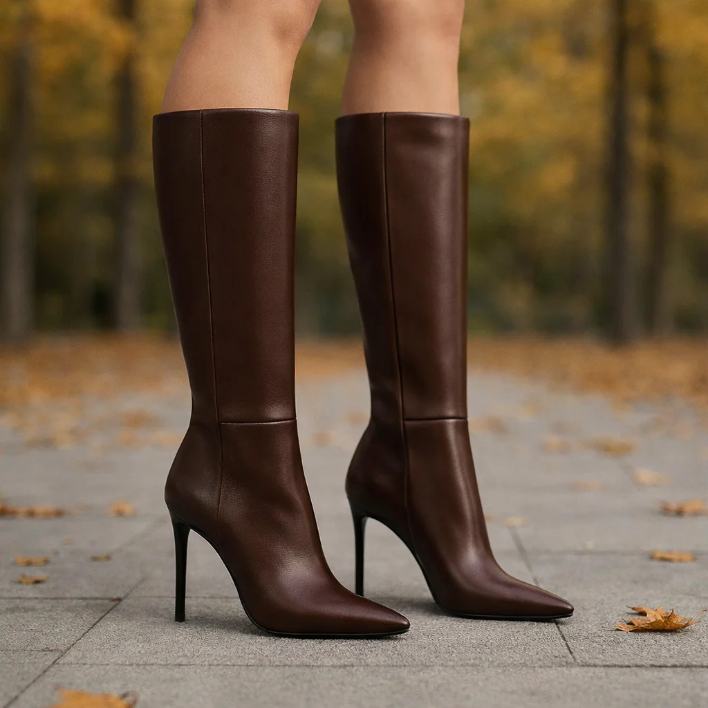 Bottes Hautes Stiletto Femme à Bout Pointu - Image 3