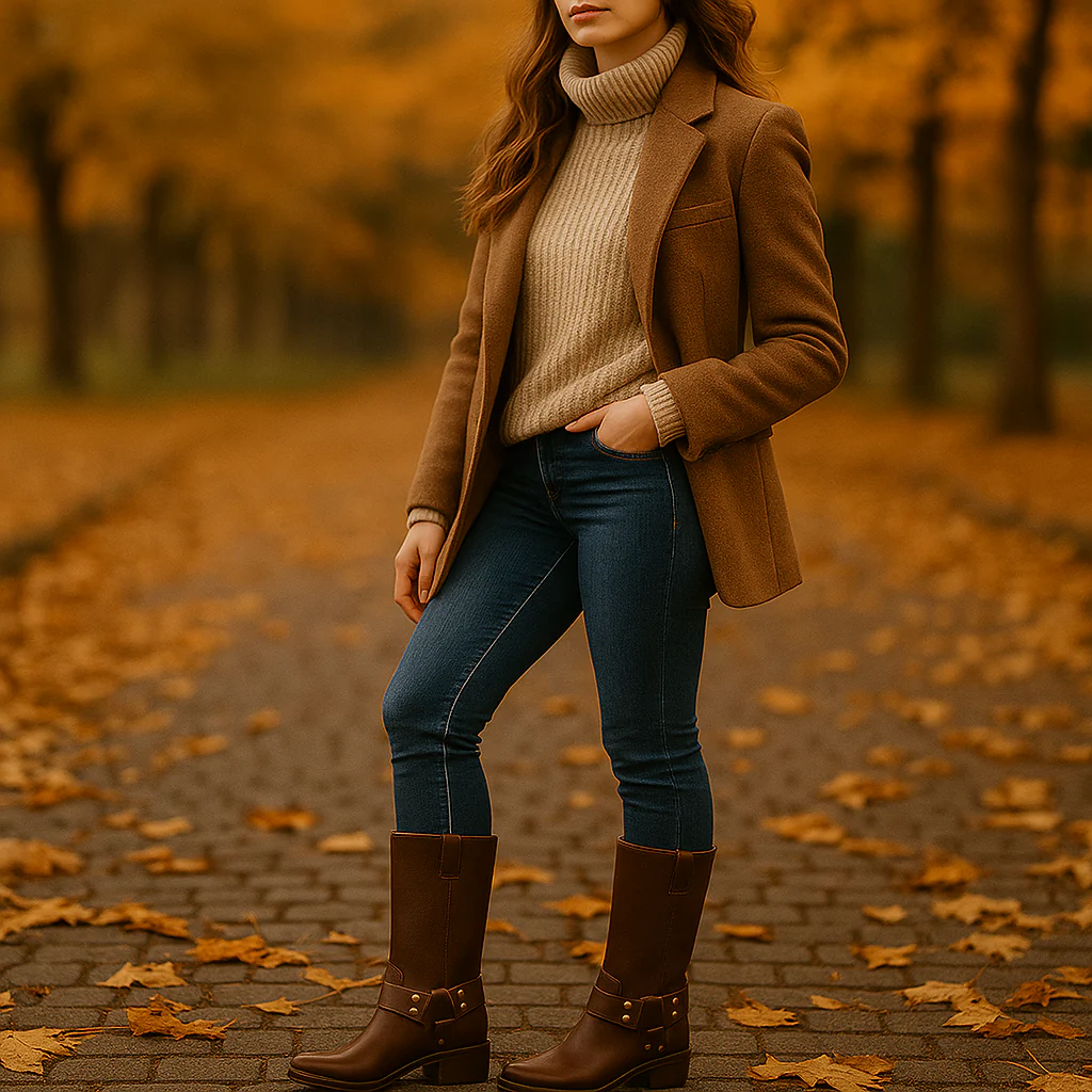 Bottes Mi-Mollet en Cuir Harnais avec Boucle - Image 8