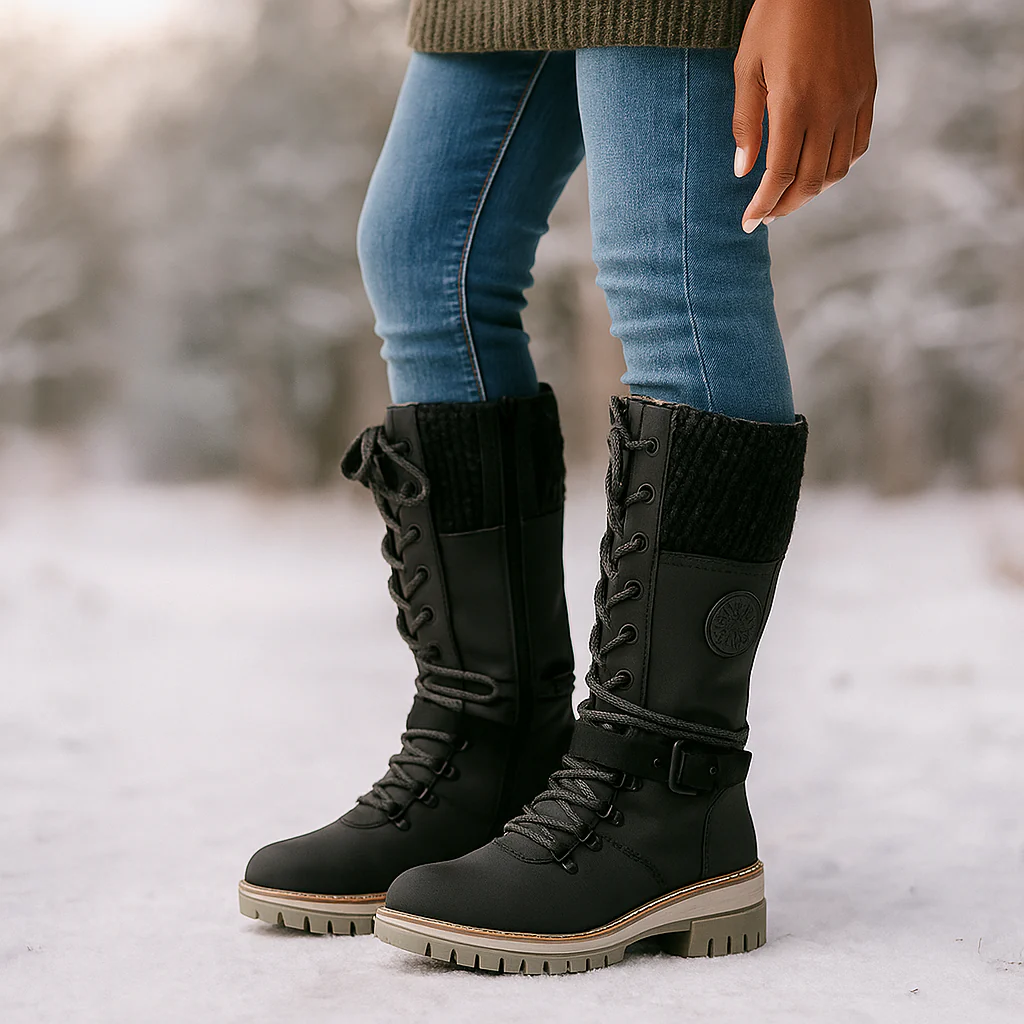 Bottes Mi-Mollet Femme Hiver à Lacets - Image 2