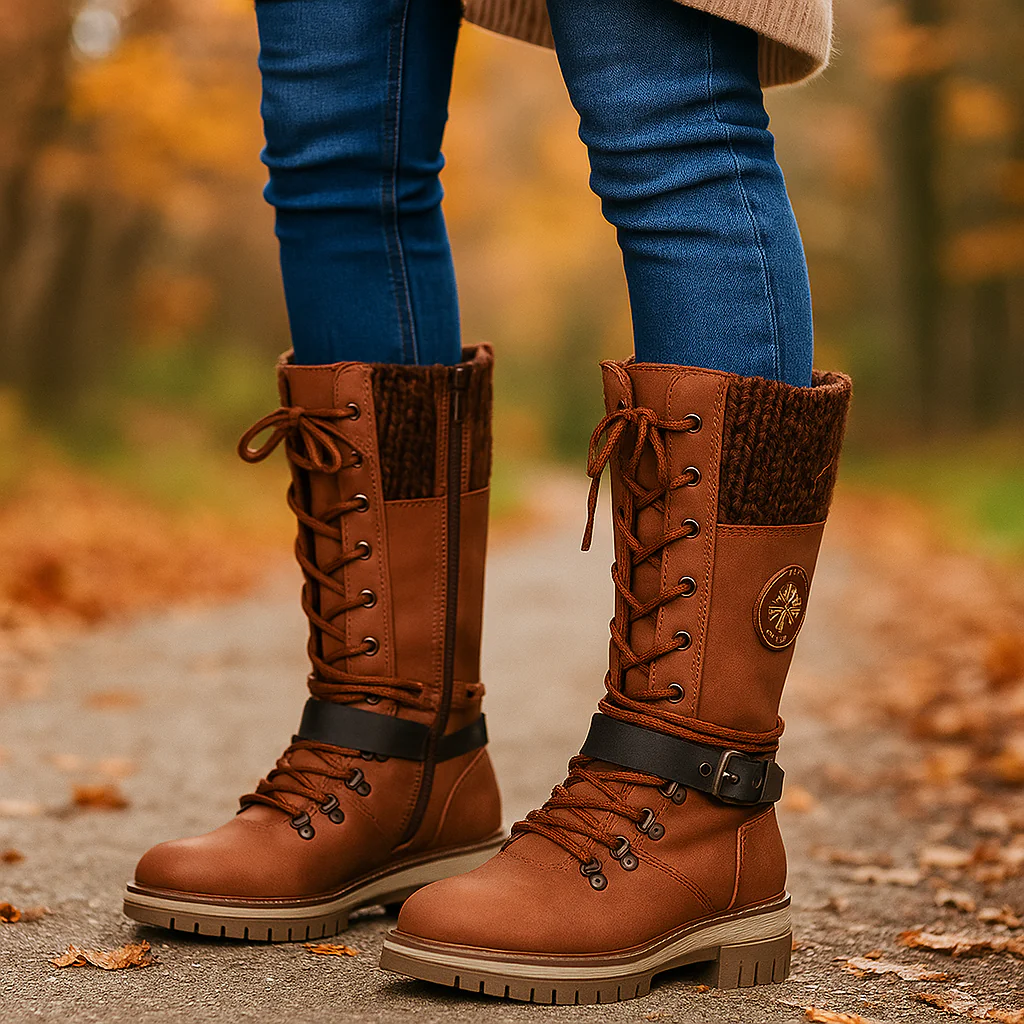 Bottes Mi-Mollet Femme Hiver à Lacets - Image 3