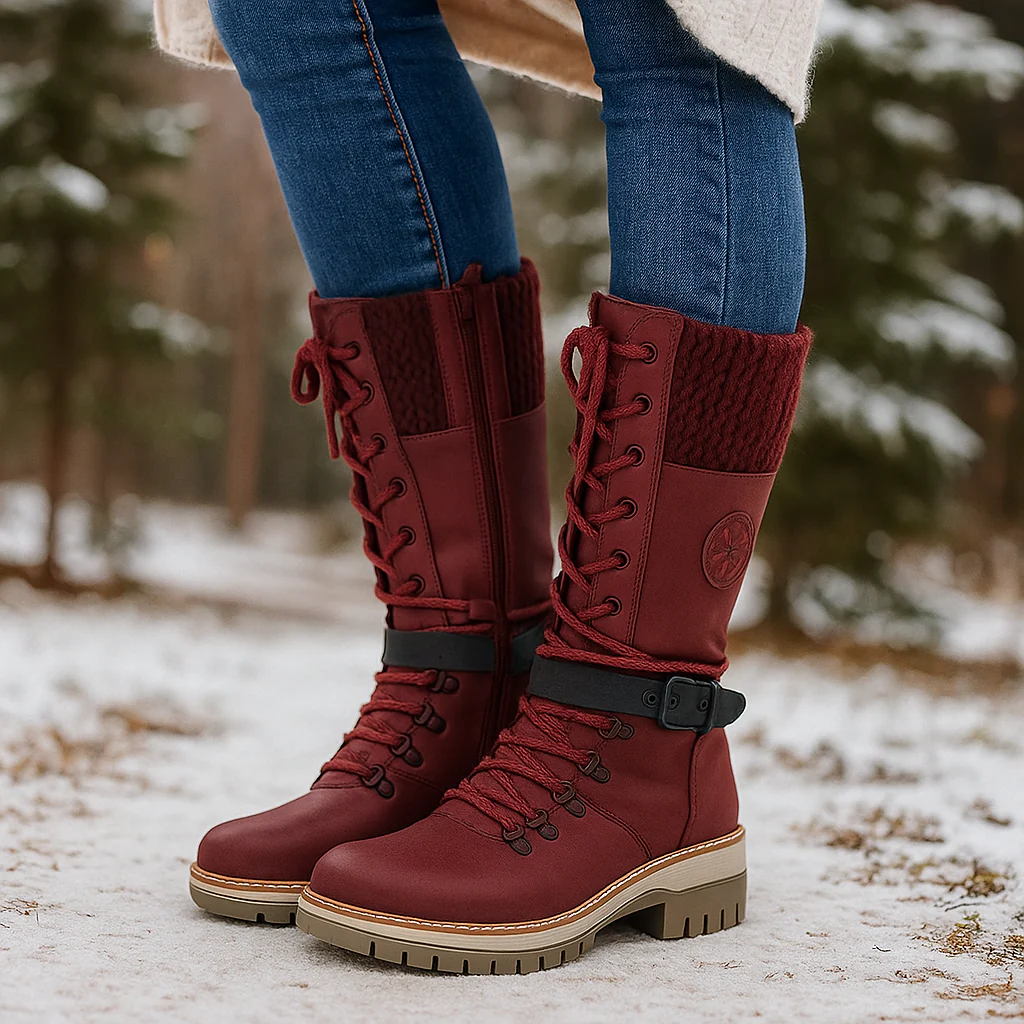Bottes Mi-Mollet Femme Hiver à Lacets - Image 4