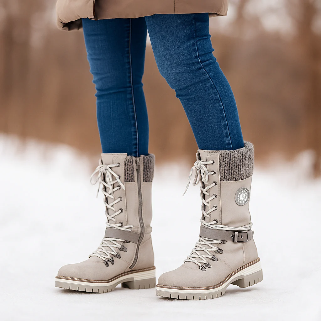 Bottes Mi-Mollet Femme Hiver à Lacets - Image 7