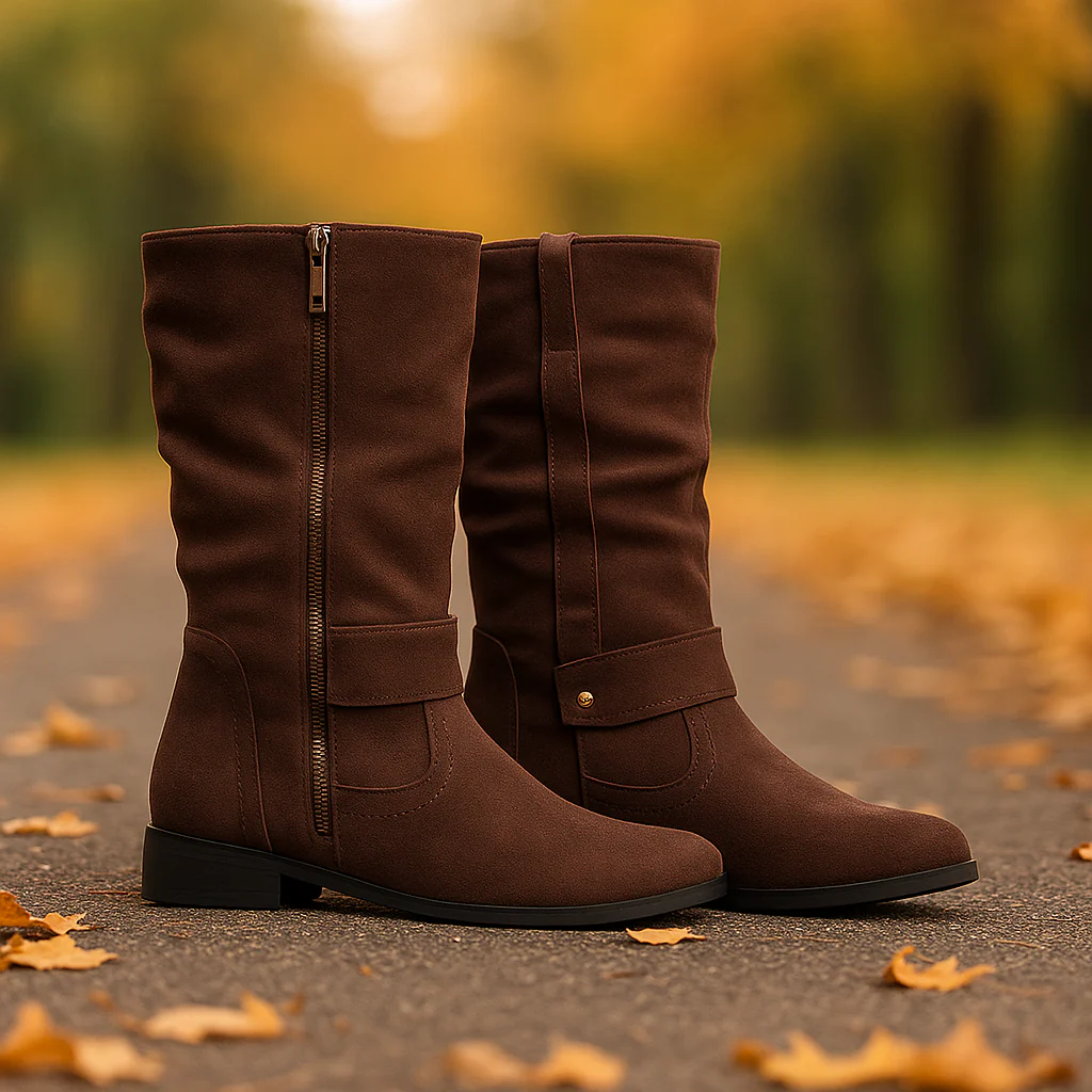 Bottes Mi-Mollet Femme Style Suède - Image 3