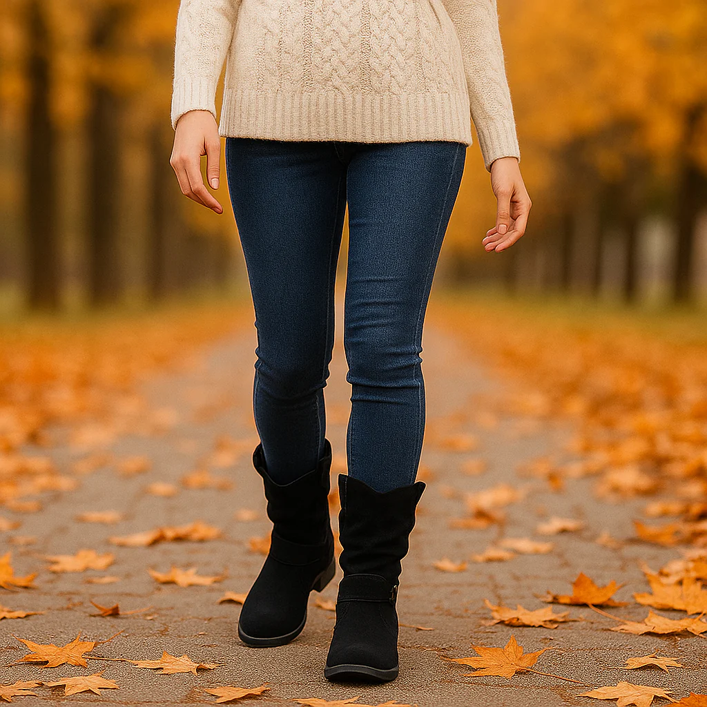 Bottes Mi-Mollet Femme Style Suède - Image 4