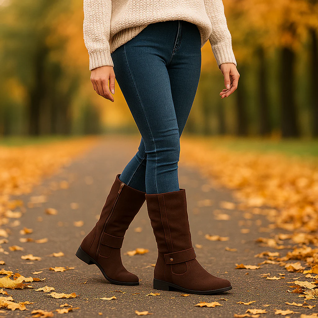 Bottes Mi-Mollet Femme Style Suède - Image 7