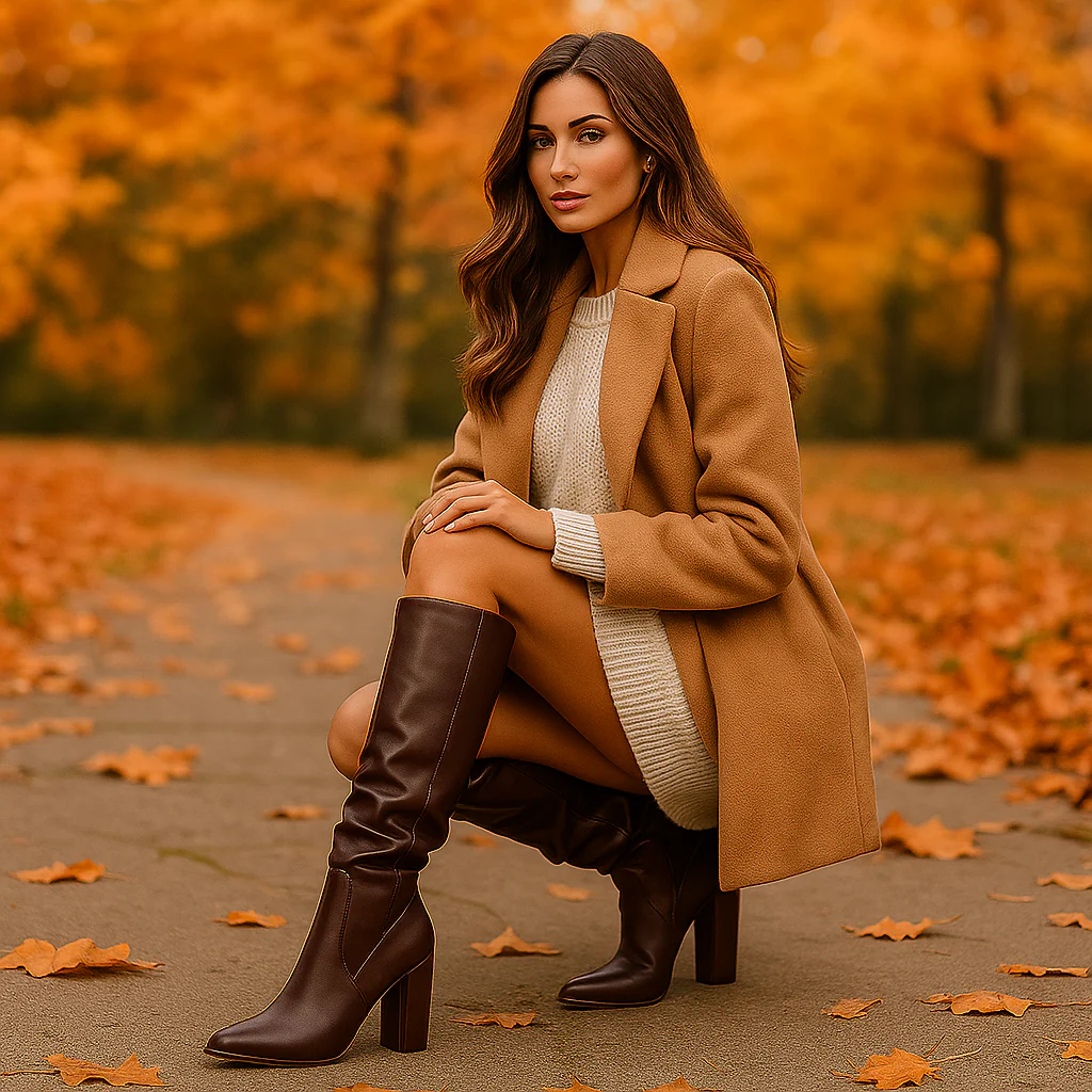 Bottes Montantes Femme en Cuir avec Tige Plissée - Image 6