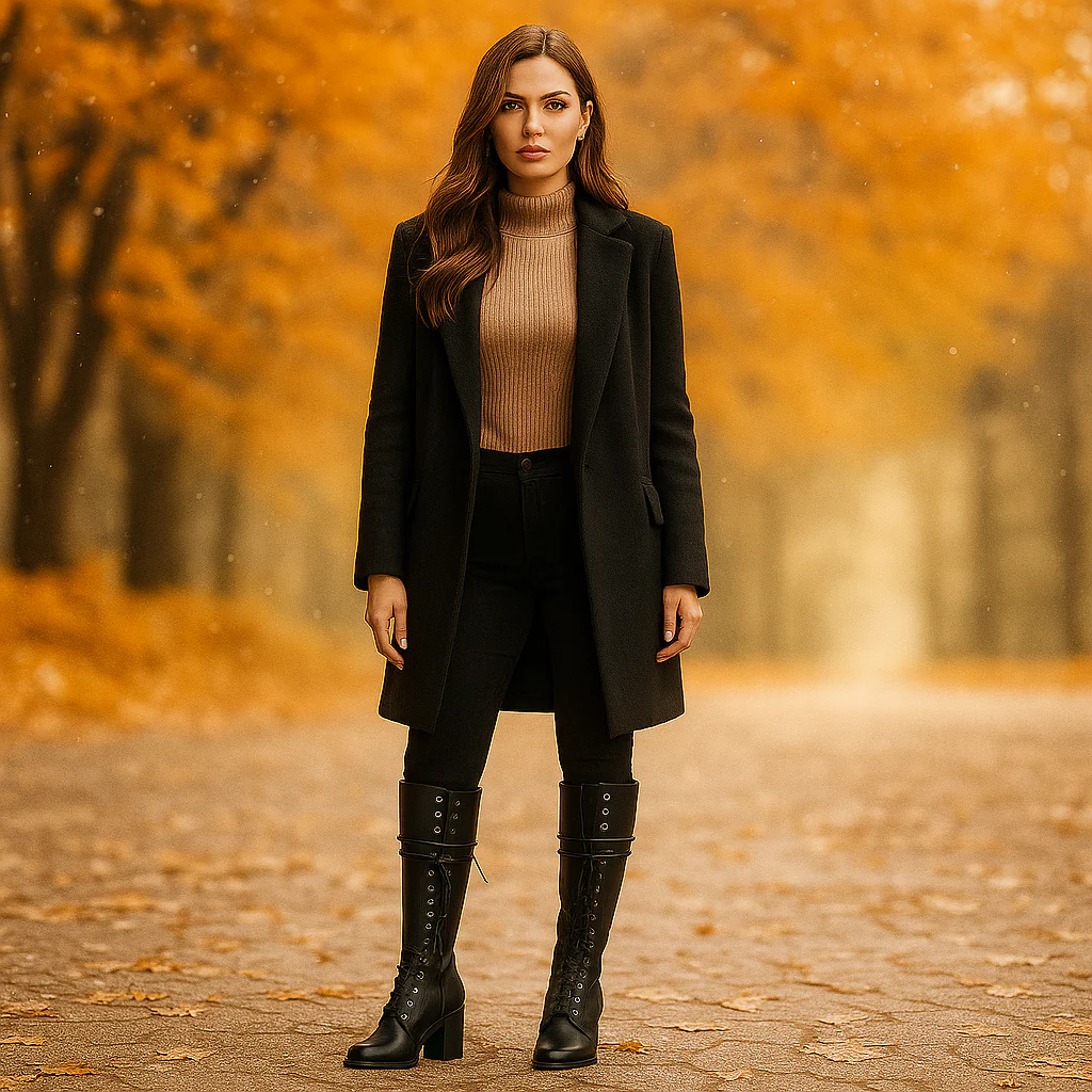 Bottes Montantes Femme en Cuir – Lacets et Talon Épais - Image 6