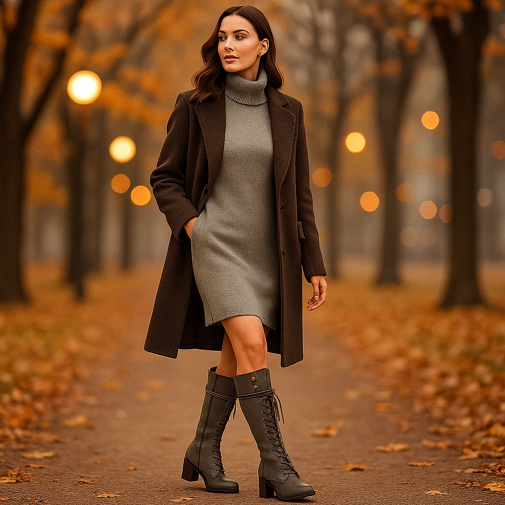 Bottes Montantes Femme en Cuir – Lacets et Talon Épais - Image 7
