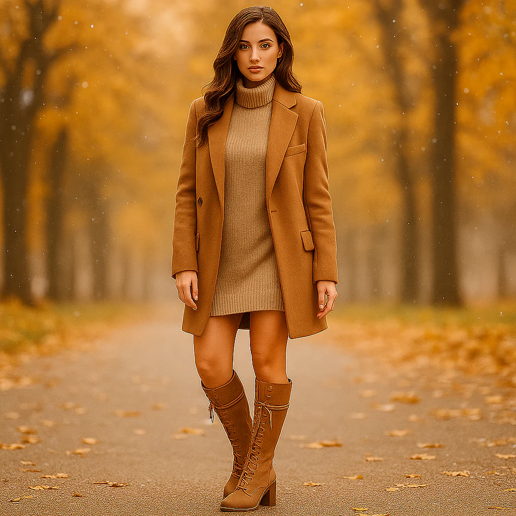 Bottes Montantes Femme en Cuir – Lacets et Talon Épais - Image 8