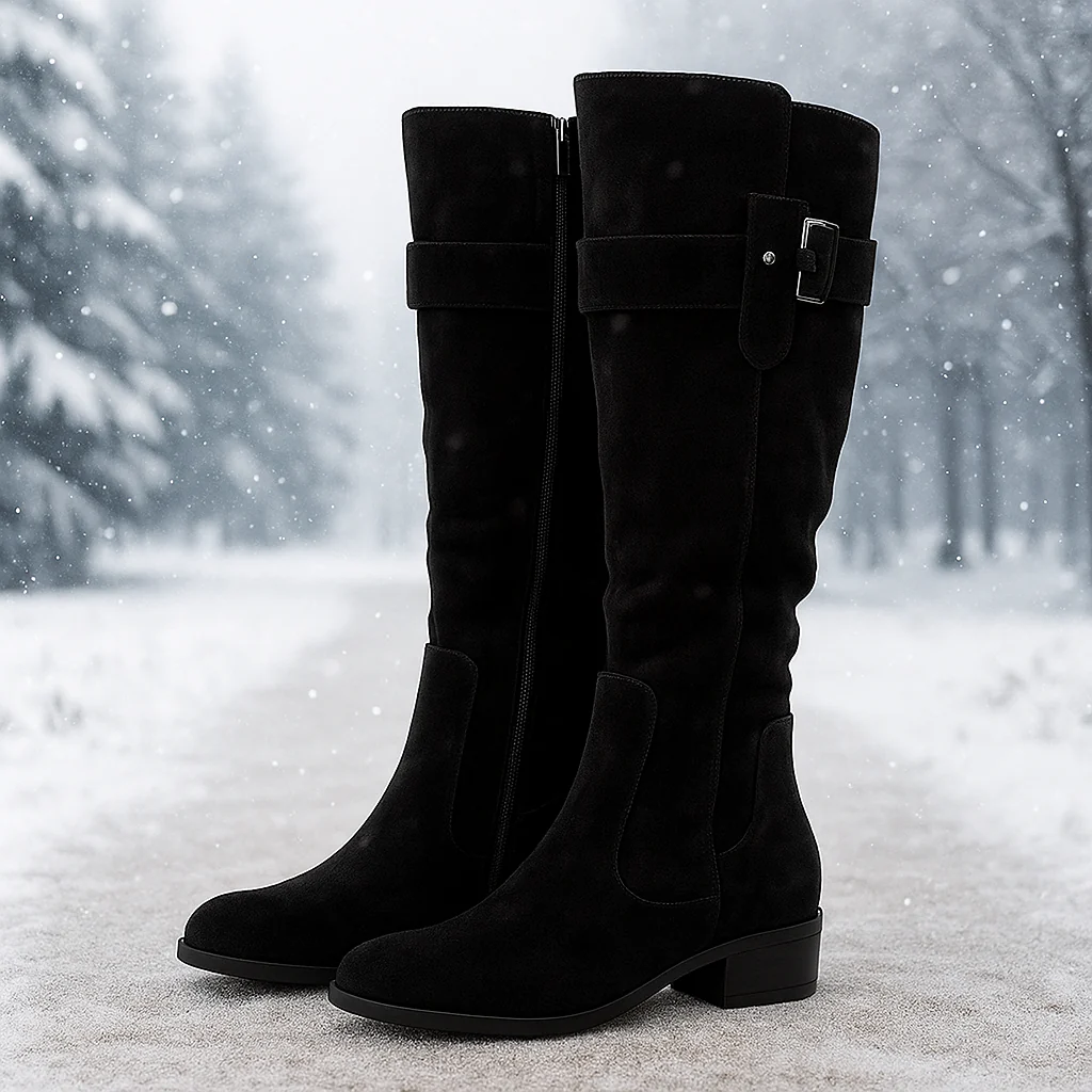 Bottes Montantes Femme en Suédine avec Boucle - Image 2