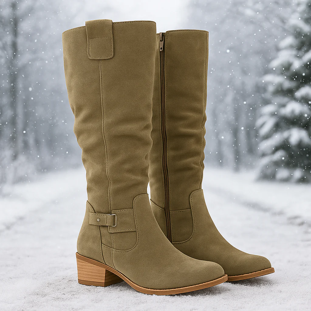 Bottes Montantes Femme en Suédine avec Boucle - Image 4