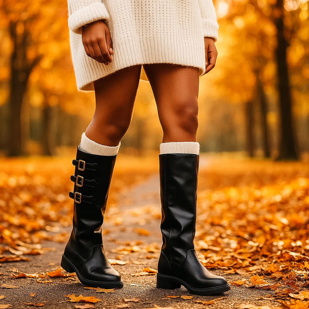 Bottes noires femme à boucles - Confort et Durabilite - Image 2