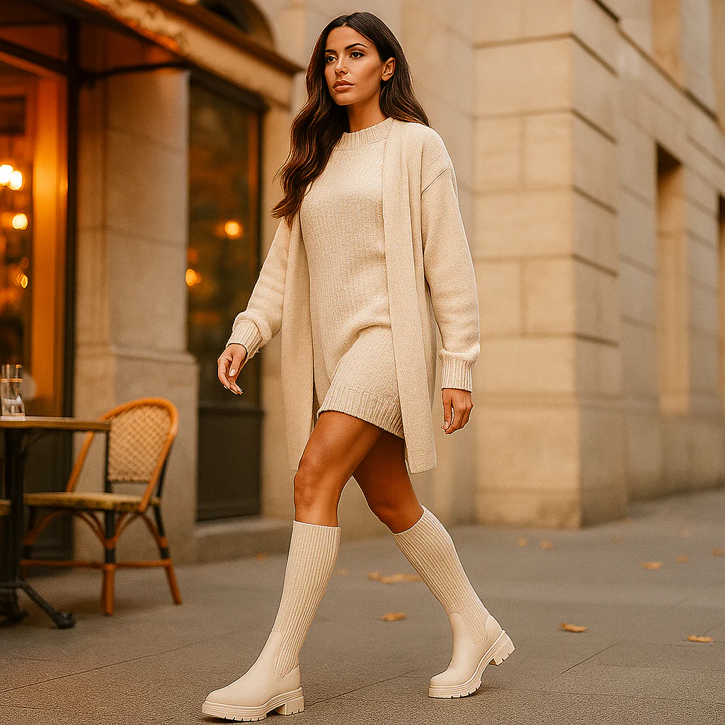 Bottes Overknee Femme en Tricot Structuré – Semelle Robuste - Image 5