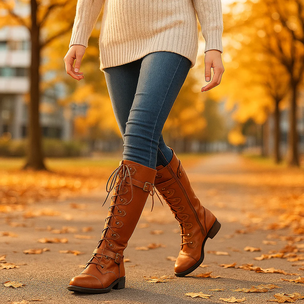 Bottes plates femme boucle et lacets - Image 3