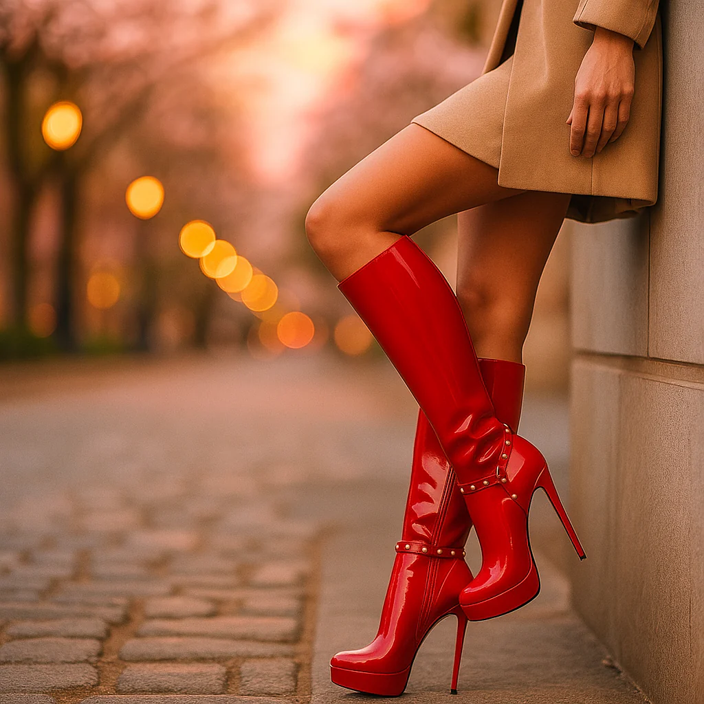 Bottes Stiletto Vernies Femme – Hautes jusqu’aux Genoux - Image 3
