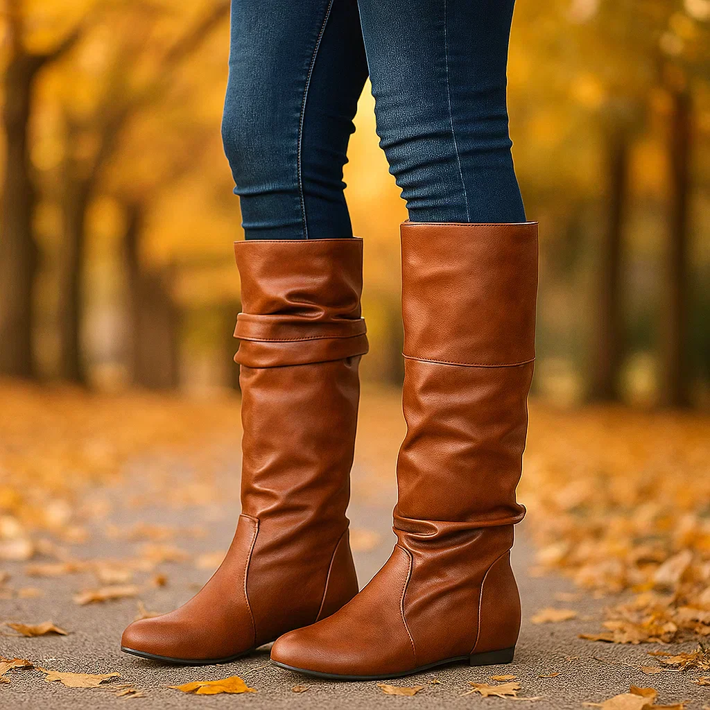 Bottes Femme – Talon Plat Confort & Élégance - Image 2
