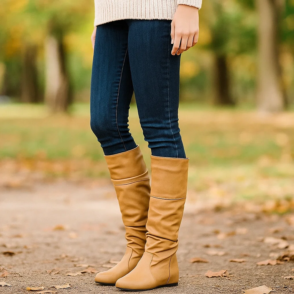 Bottes Femme – Talon Plat Confort & Élégance - Image 4