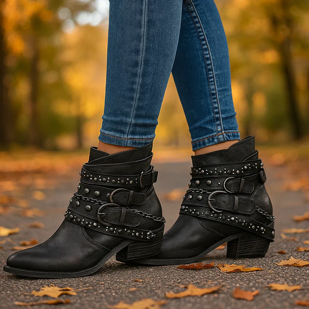 Bottes vintage femme à boucles - Style Intemporel et Confort - Image 2