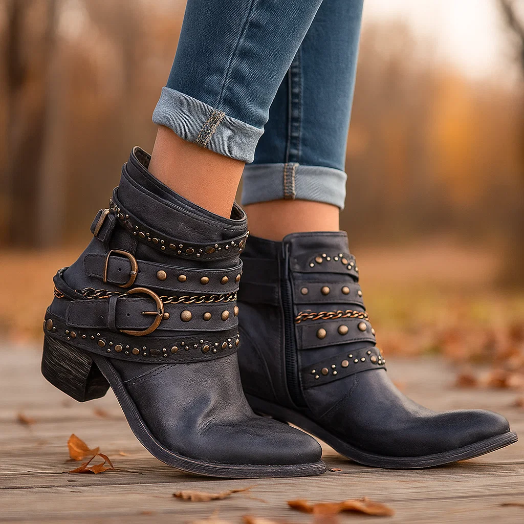 Bottes vintage femme à boucles - Style Intemporel et Confort - Image 3