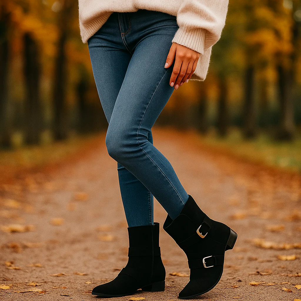 Bottines Femme en Suède avec Sangle - Image 4