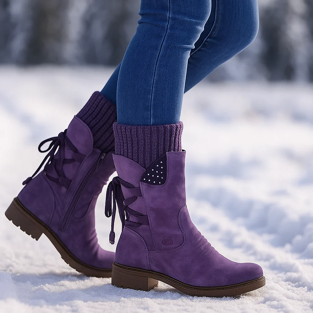 Bottines Hiver Suédées avec Détail Lacé - Image 2