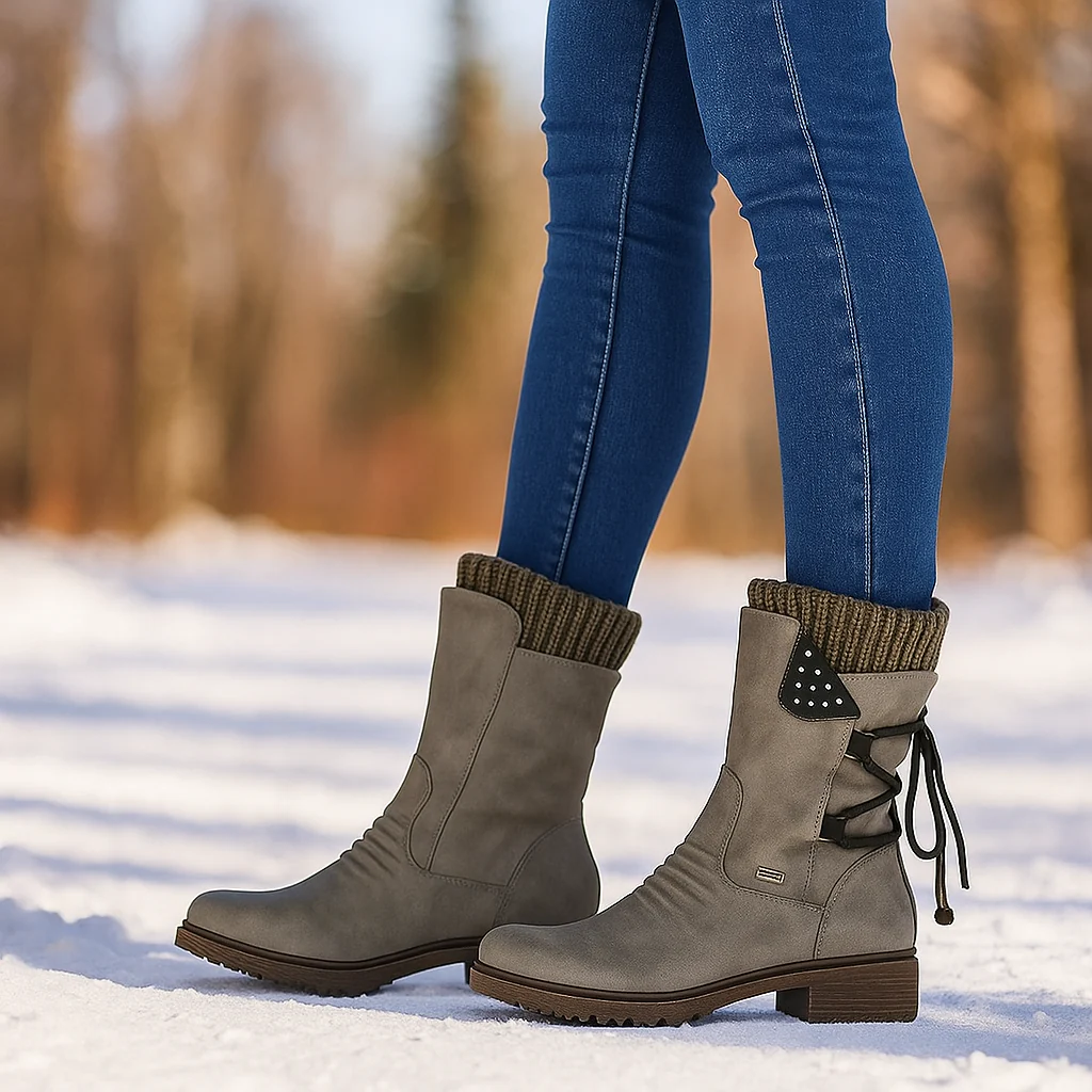 Bottines Hiver Suédées avec Détail Lacé - Image 4