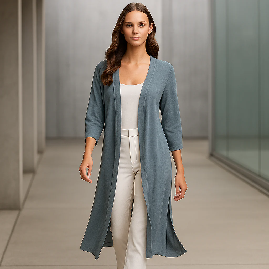 Cardigan Long Élégant en Maille Douce