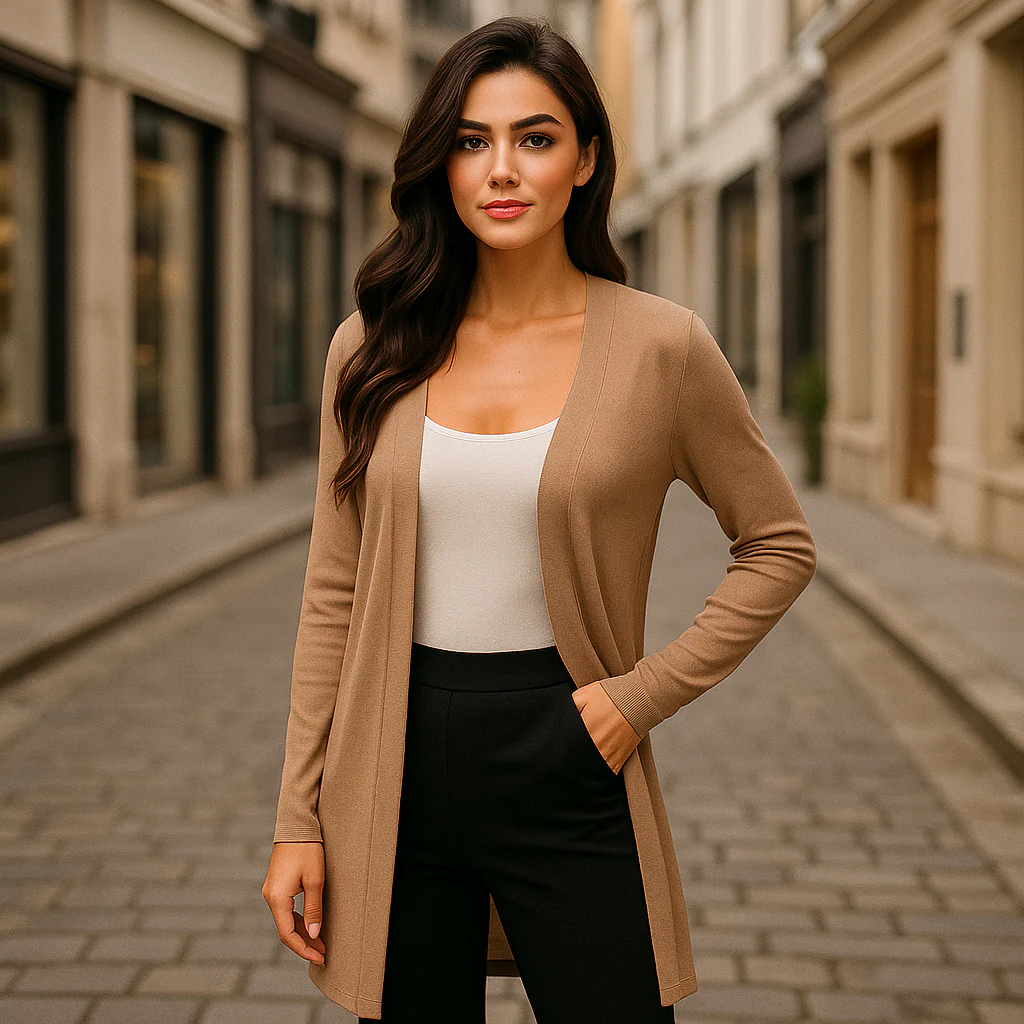 Cardigan Long Élégant en Maille Douce - Image 2