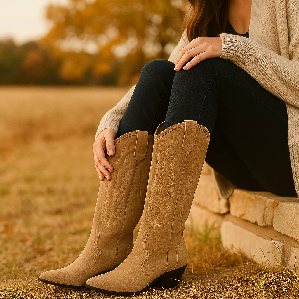 Celeste - Bottes Cowboy Suède Brodées Confort Élégant - Image 3