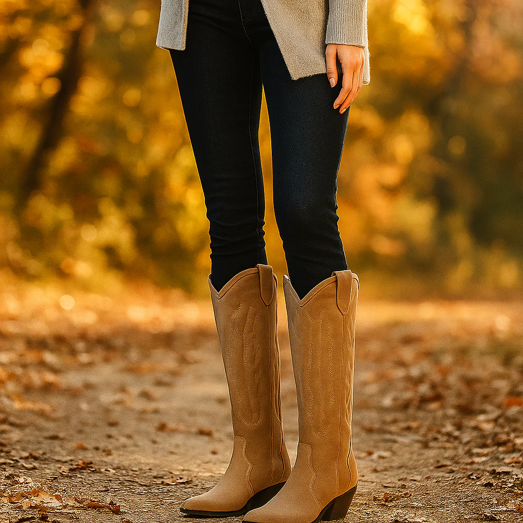Celeste - Bottes Cowboy Suède Brodées Confort Élégant - Image 4