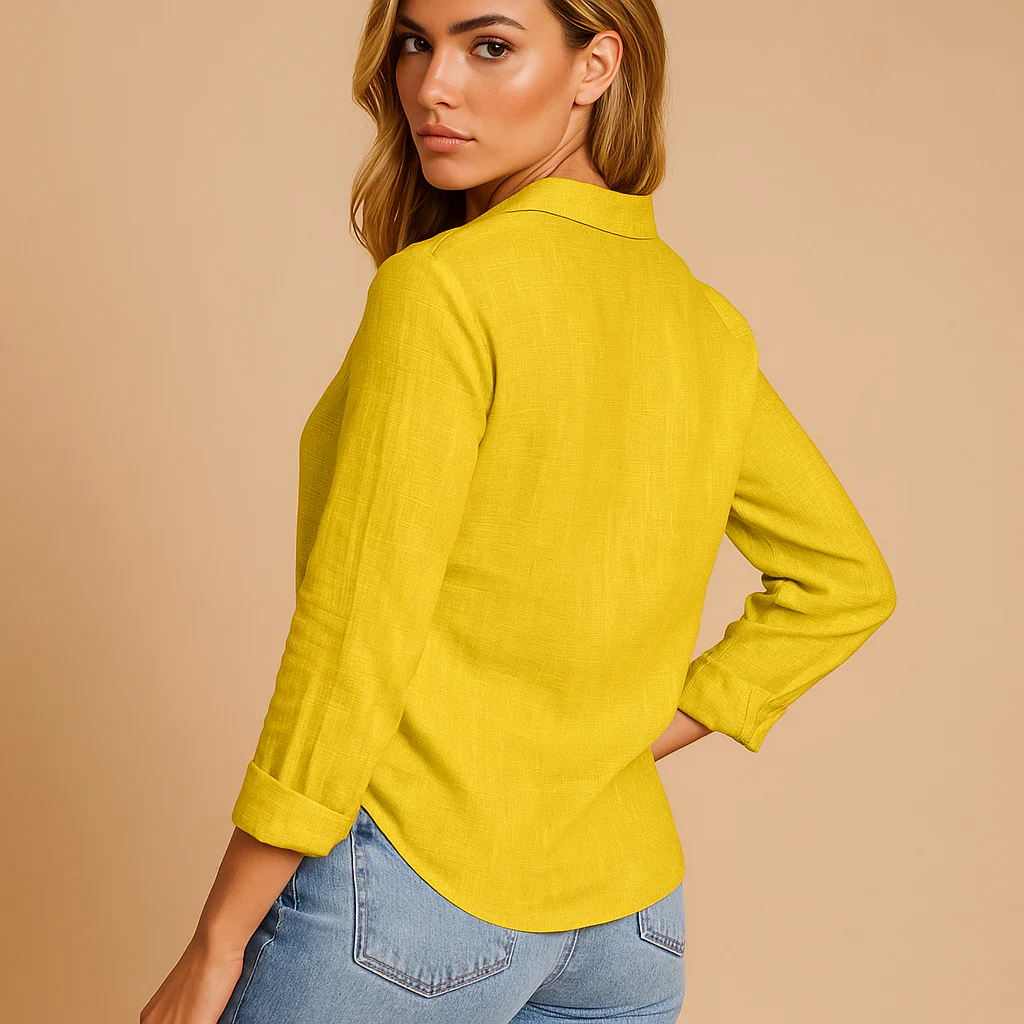 Chemise Femme Boutonnée - Mélange Lin Léger - Manches Longues - Coupe Décontractée - Image 8