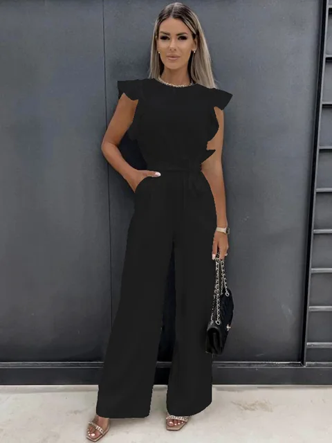 Combinaison Femme - Manches Volantes - Pantalons Amples - Élégante
