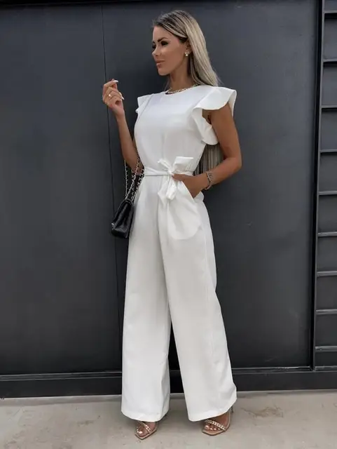 Combinaison Femme - Manches Volantes - Pantalons Amples - Élégante - Image 5