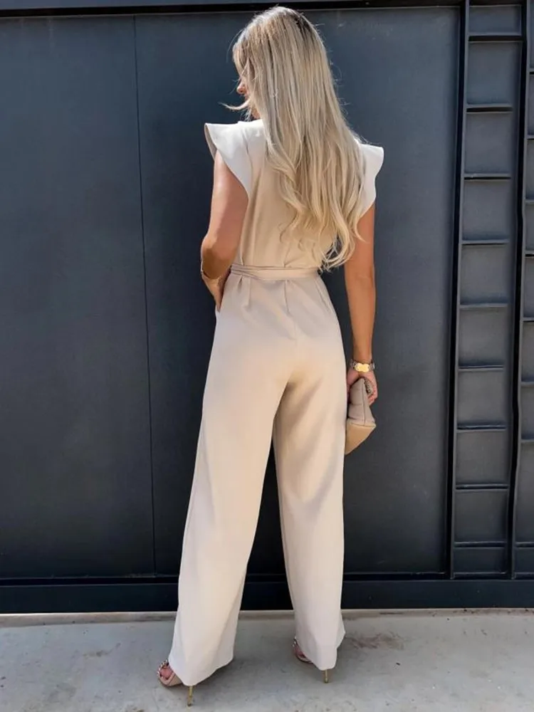 Combinaison Femme - Manches Volantes - Pantalons Amples - Élégante - Image 7
